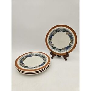 4 Vintage Goebel Country Burgund Salad Luncheon Plates West‎ Germany